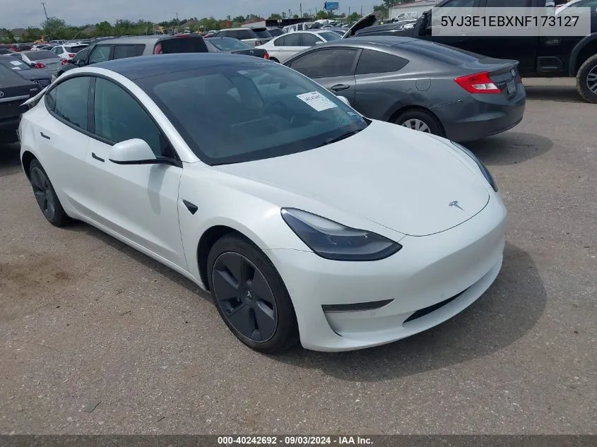 2022 Tesla Model 3 Long Range Dual Motor All-Wheel Drive VIN: 5YJ3E1EBXNF173127 Lot: 40242692