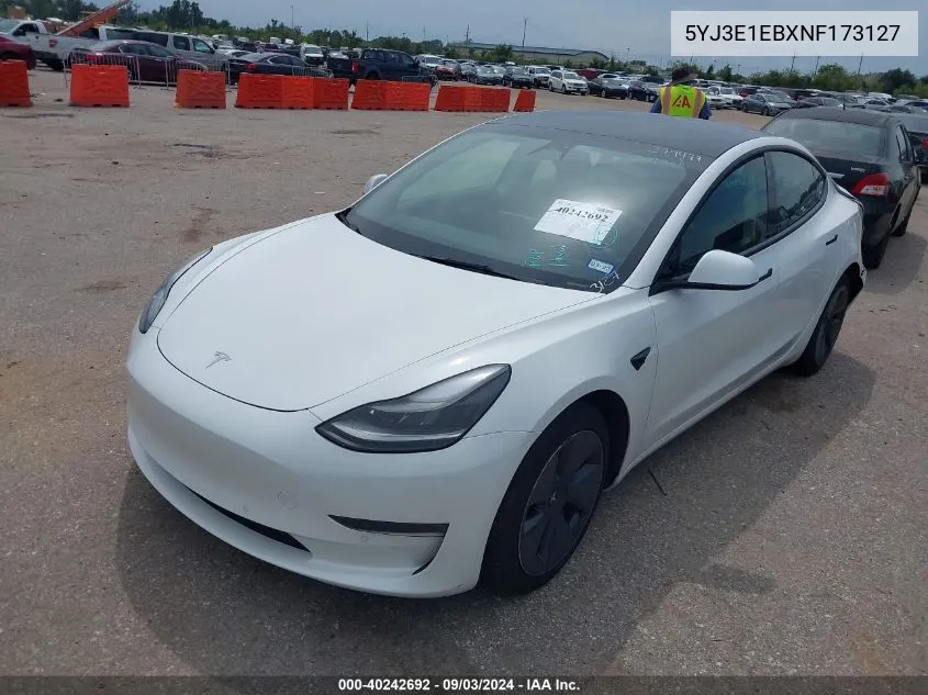 2022 Tesla Model 3 Long Range Dual Motor All-Wheel Drive VIN: 5YJ3E1EBXNF173127 Lot: 40242692