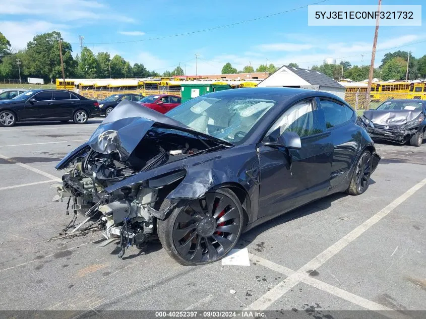 2022 Tesla Model 3 Performance Dual Motor All-Wheel Drive VIN: 5YJ3E1EC0NF321732 Lot: 40252397