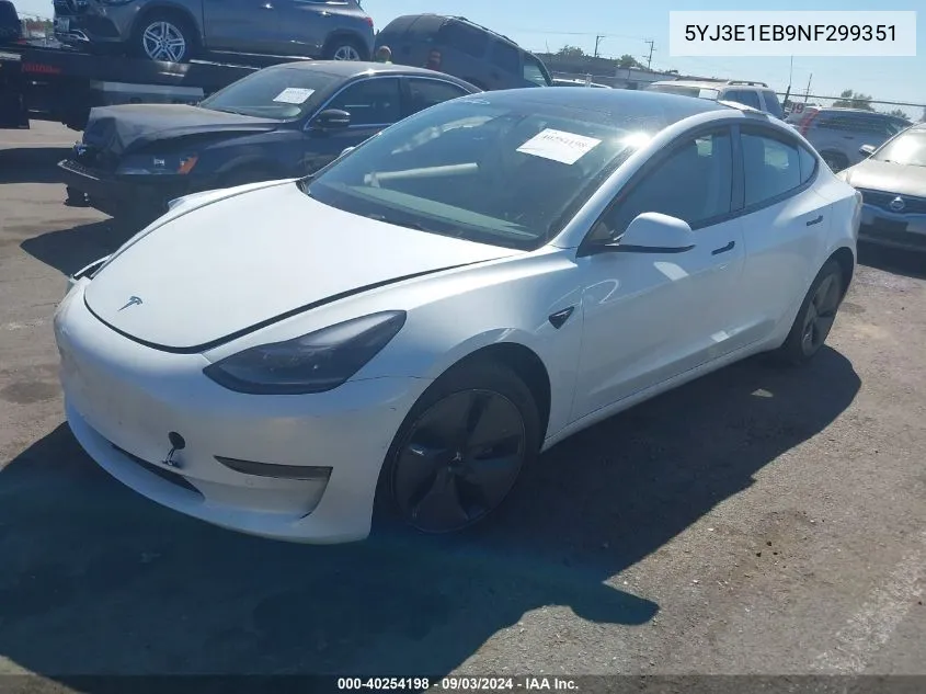 2022 Tesla Model 3 Long Range Dual Motor All-Wheel Drive VIN: 5YJ3E1EB9NF299351 Lot: 40254198