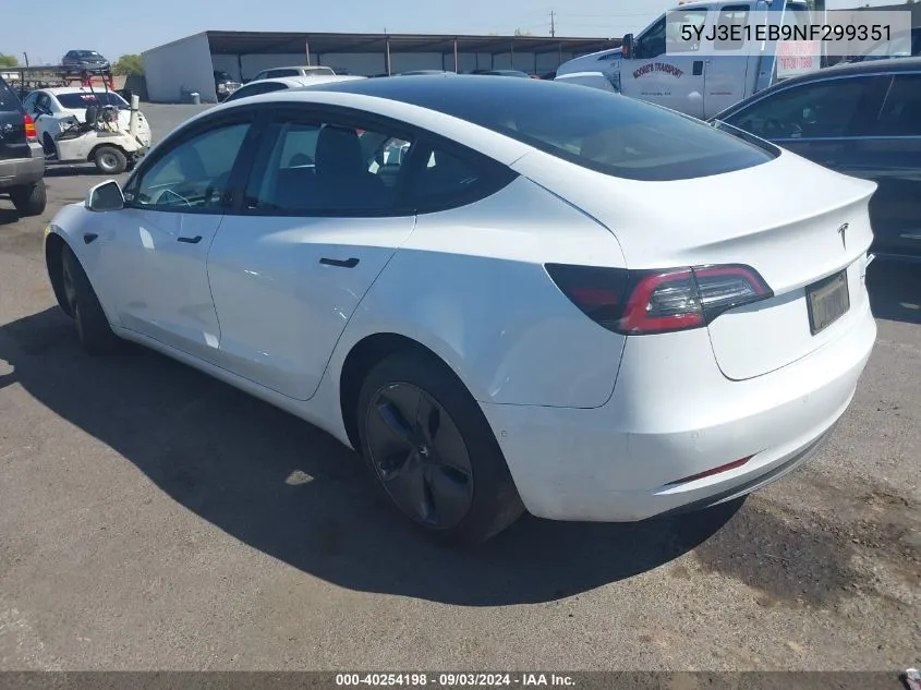 2022 Tesla Model 3 Long Range Dual Motor All-Wheel Drive VIN: 5YJ3E1EB9NF299351 Lot: 40254198