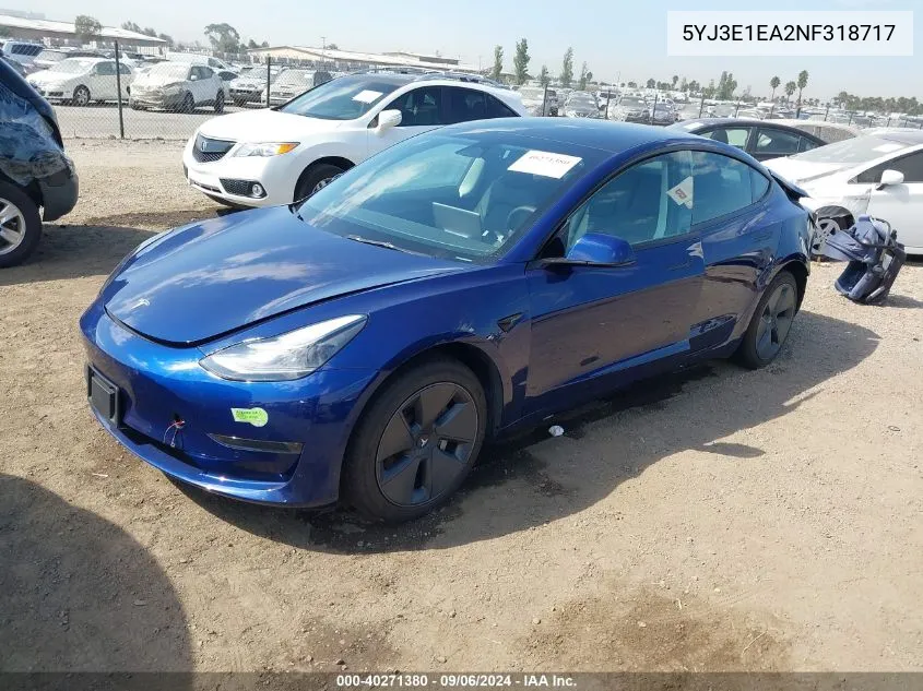 5YJ3E1EA2NF318717 2022 Tesla Model 3