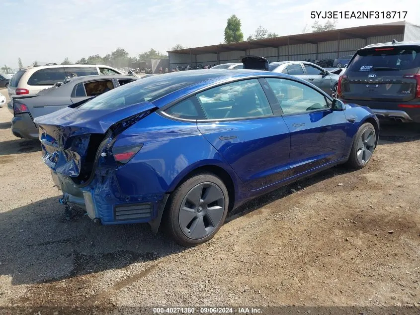 5YJ3E1EA2NF318717 2022 Tesla Model 3