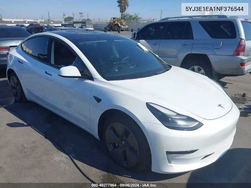 2022 Tesla Model 3 Rear-Wheel Drive VIN: 5YJ3E1EA1NF376544 Lot: 40277964