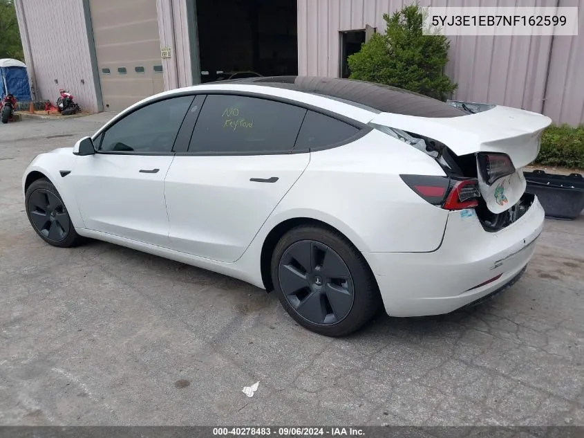 5YJ3E1EB7NF162599 2022 Tesla Model 3