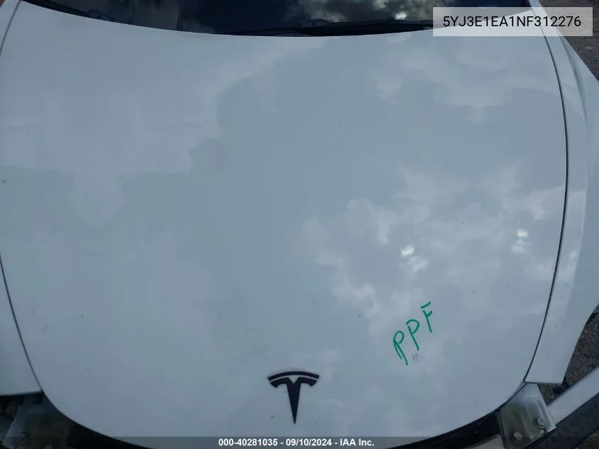 5YJ3E1EA1NF312276 2022 Tesla Model 3