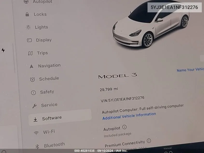 5YJ3E1EA1NF312276 2022 Tesla Model 3