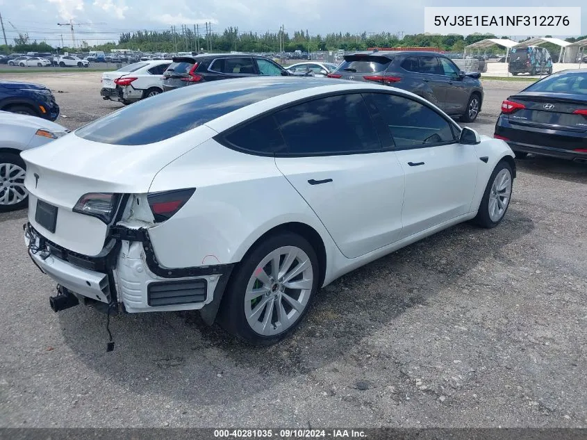 5YJ3E1EA1NF312276 2022 Tesla Model 3