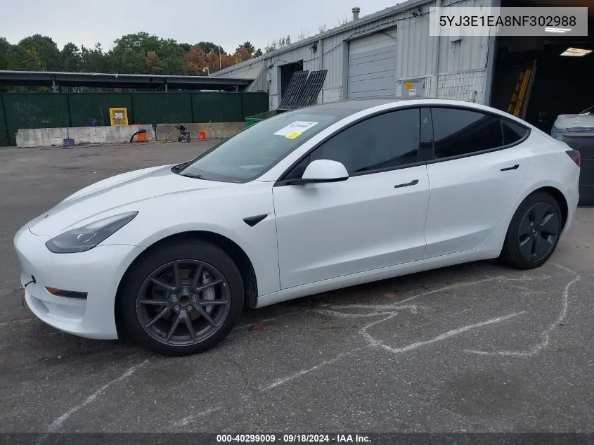 5YJ3E1EA8NF302988 2022 Tesla Model 3