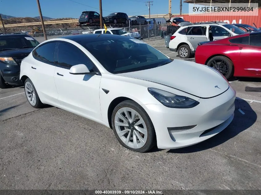 2022 Tesla Model 3 Long Range Dual Motor All-Wheel Drive VIN: 5YJ3E1EBXNF299634 Lot: 40303939