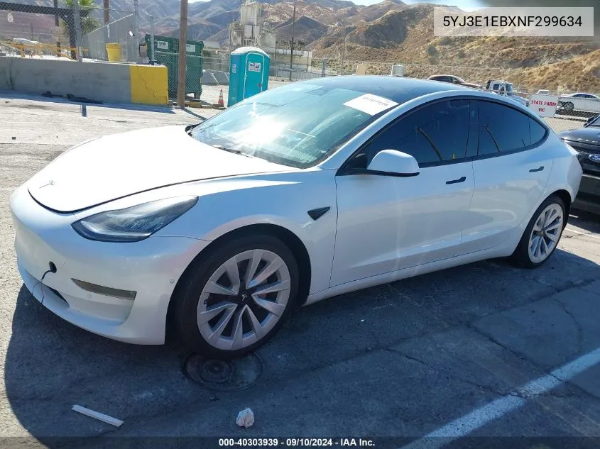 2022 Tesla Model 3 Long Range Dual Motor All-Wheel Drive VIN: 5YJ3E1EBXNF299634 Lot: 40303939