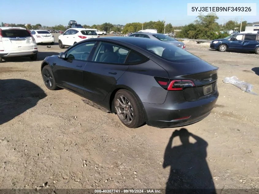 5YJ3E1EB9NF349326 2022 Tesla Model 3