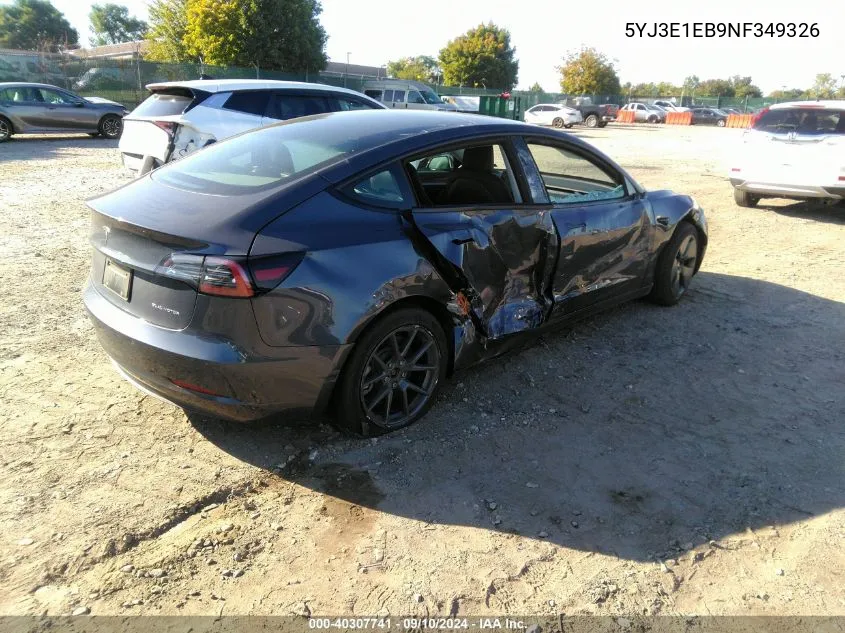 2022 Tesla Model 3 VIN: 5YJ3E1EB9NF349326 Lot: 40307741