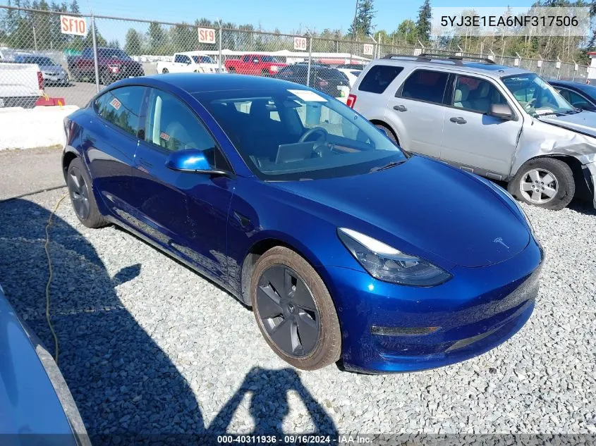 5YJ3E1EA6NF317506 2022 Tesla Model 3