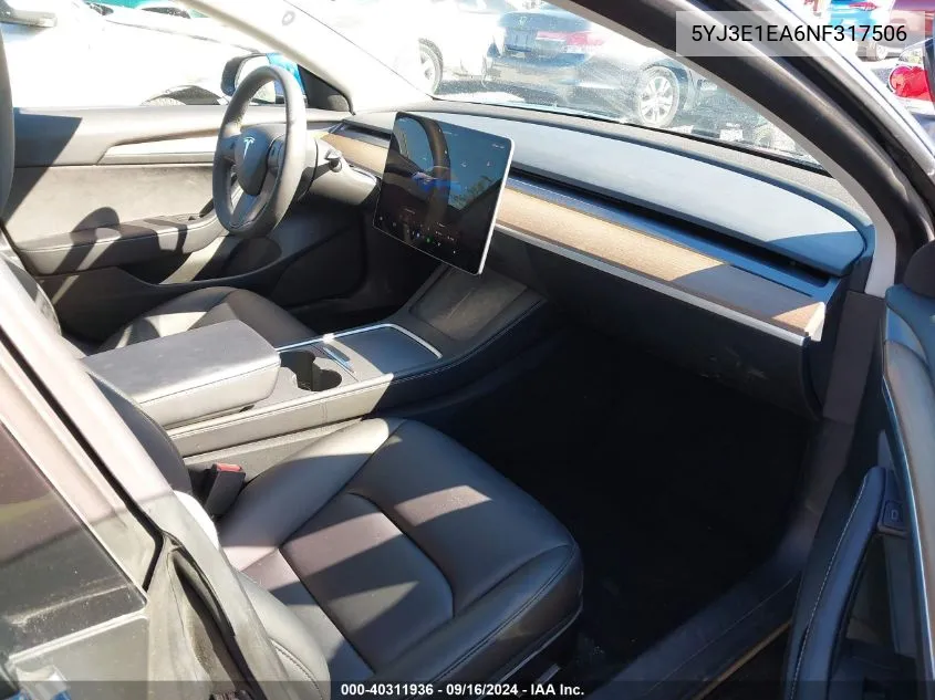 5YJ3E1EA6NF317506 2022 Tesla Model 3