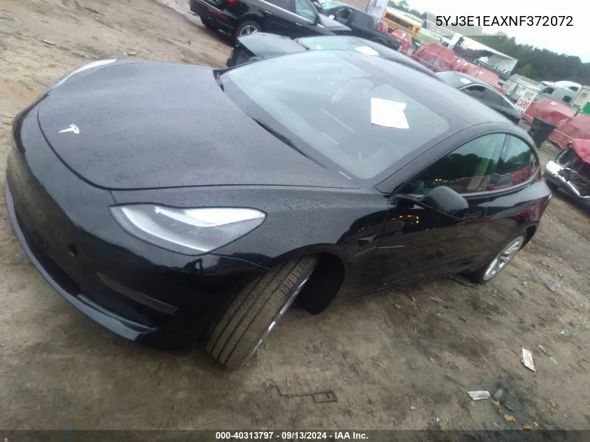 5YJ3E1EAXNF372072 2022 Tesla Model 3