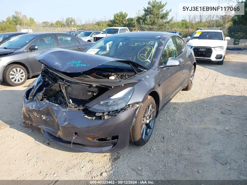 5YJ3E1EB9NF117065 2022 Tesla Model 3