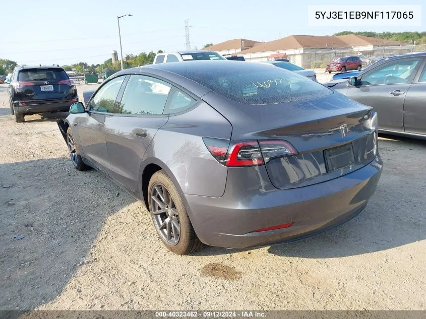 5YJ3E1EB9NF117065 2022 Tesla Model 3