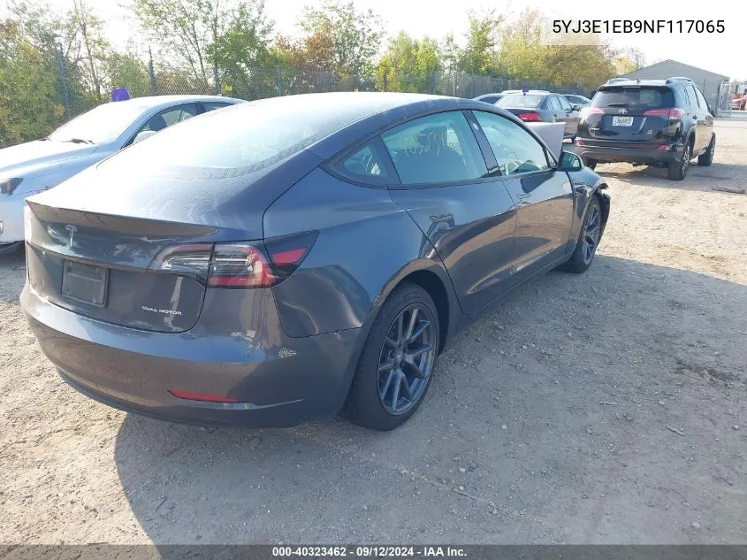 5YJ3E1EB9NF117065 2022 Tesla Model 3