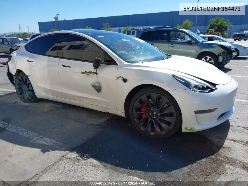 2022 Tesla Model 3 Performance Dual Motor All-Wheel Drive VIN: 5YJ3E1EC2NF354473 Lot: 40328475