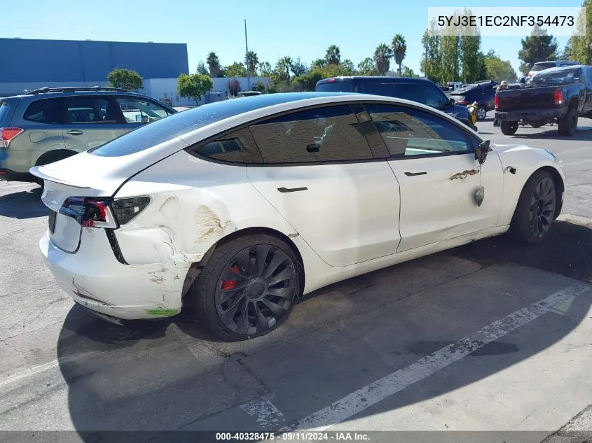 2022 Tesla Model 3 Performance Dual Motor All-Wheel Drive VIN: 5YJ3E1EC2NF354473 Lot: 40328475