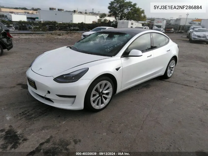 5YJ3E1EA2NF286884 2022 Tesla Model 3