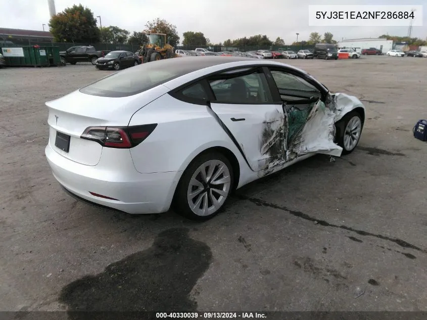 5YJ3E1EA2NF286884 2022 Tesla Model 3