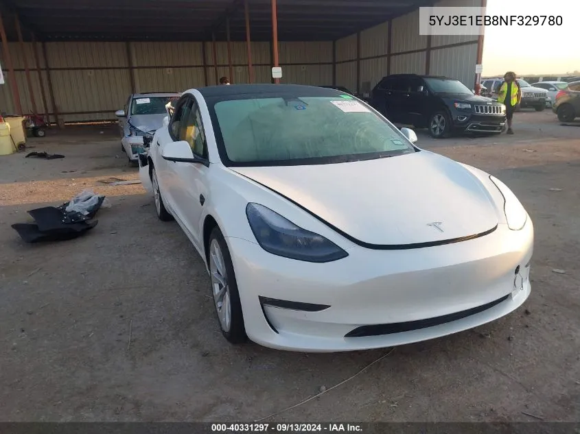 5YJ3E1EB8NF329780 2022 Tesla Model 3