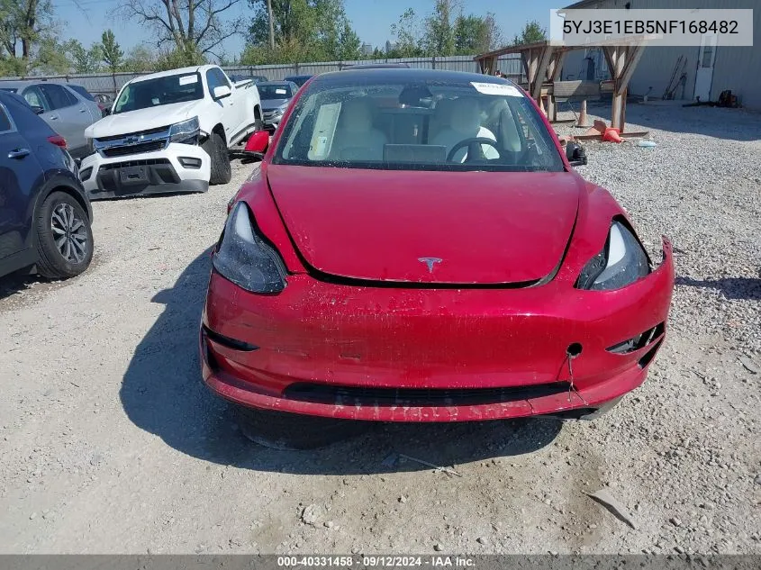 2022 Tesla Model 3 Long Range Dual Motor All-Wheel Drive VIN: 5YJ3E1EB5NF168482 Lot: 40331458