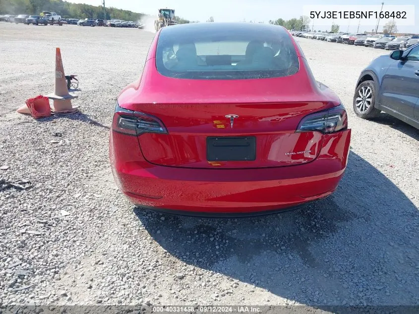 2022 Tesla Model 3 Long Range Dual Motor All-Wheel Drive VIN: 5YJ3E1EB5NF168482 Lot: 40331458