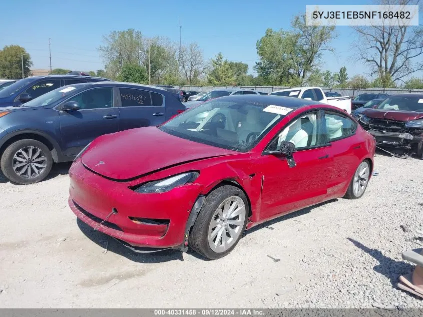 2022 Tesla Model 3 Long Range Dual Motor All-Wheel Drive VIN: 5YJ3E1EB5NF168482 Lot: 40331458