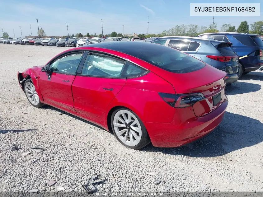 2022 Tesla Model 3 Long Range Dual Motor All-Wheel Drive VIN: 5YJ3E1EB5NF168482 Lot: 40331458