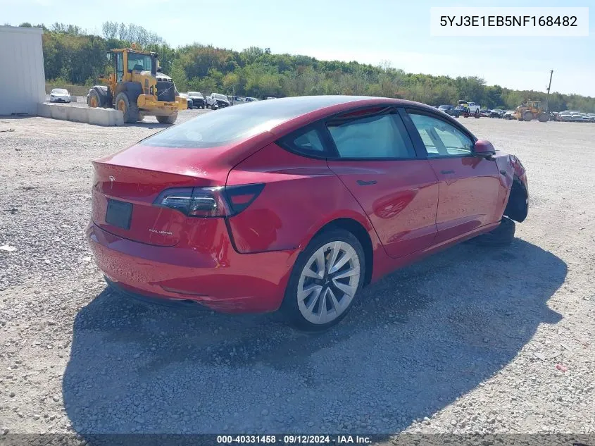 2022 Tesla Model 3 Long Range Dual Motor All-Wheel Drive VIN: 5YJ3E1EB5NF168482 Lot: 40331458