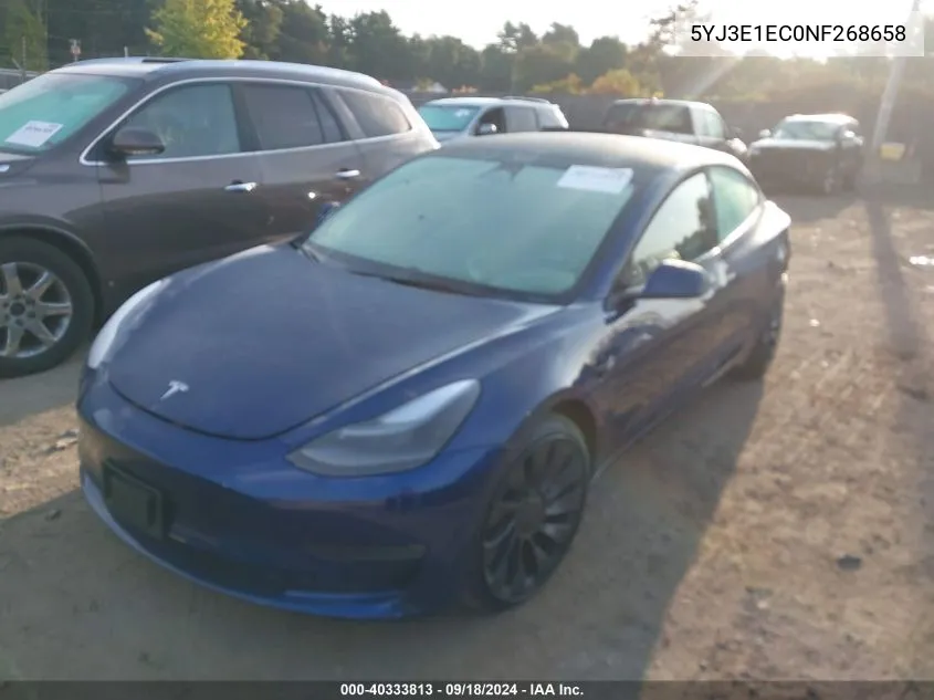 2022 Tesla Model 3 VIN: 5YJ3E1EC0NF268658 Lot: 40333813