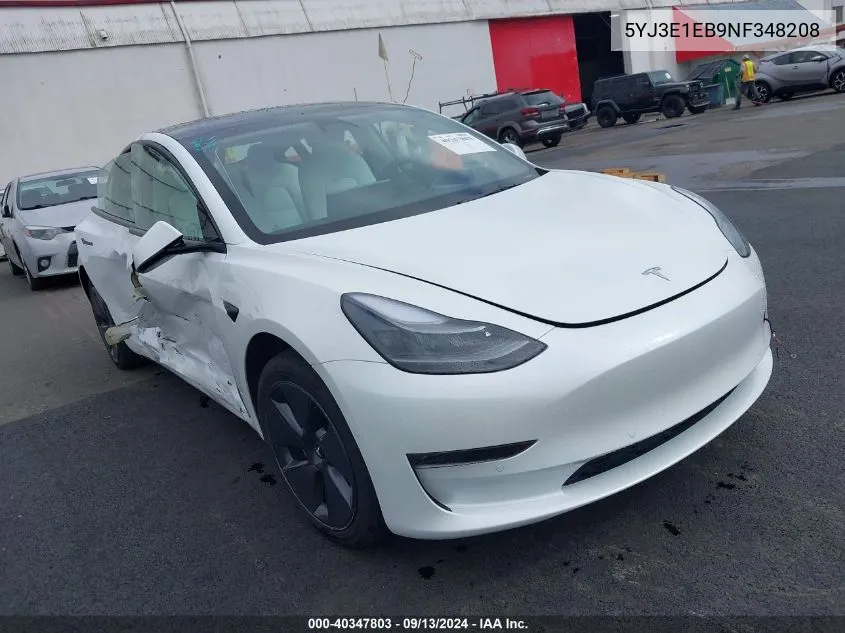 2022 Tesla Model 3 Long Range Dual Motor All-Wheel Drive VIN: 5YJ3E1EB9NF348208 Lot: 40347803