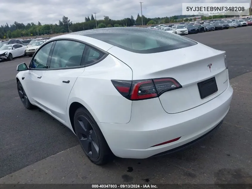 2022 Tesla Model 3 Long Range Dual Motor All-Wheel Drive VIN: 5YJ3E1EB9NF348208 Lot: 40347803