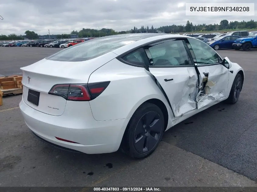 2022 Tesla Model 3 Long Range Dual Motor All-Wheel Drive VIN: 5YJ3E1EB9NF348208 Lot: 40347803