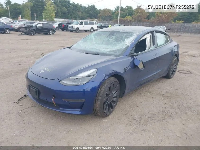 2022 Tesla Model 3 Performance Dual Motor All-Wheel Drive VIN: 5YJ3E1EC7NF255275 Lot: 40350564