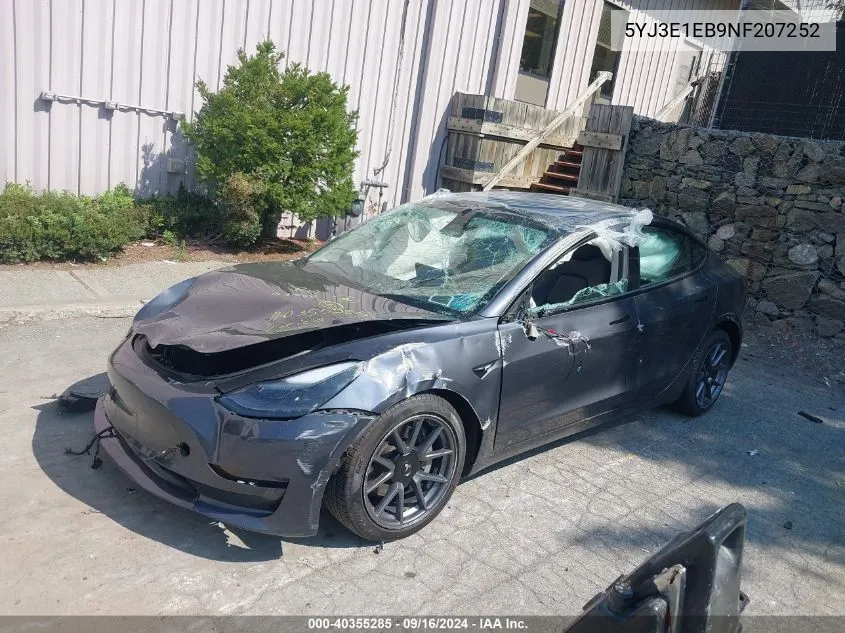 2022 Tesla Model 3 Long Range Dual Motor All-Wheel Drive VIN: 5YJ3E1EB9NF207252 Lot: 40355285