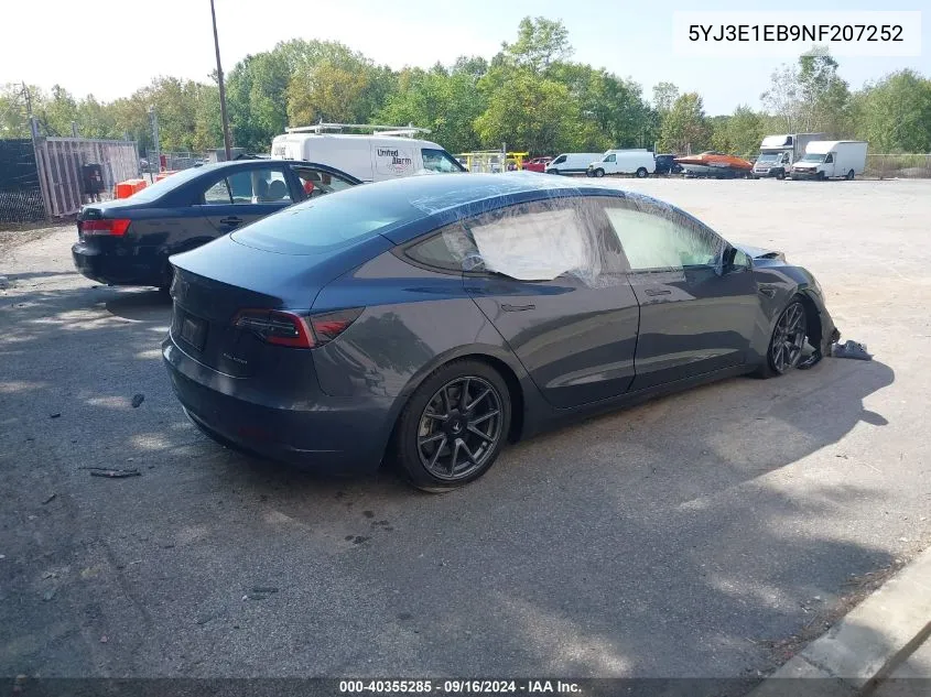 2022 Tesla Model 3 Long Range Dual Motor All-Wheel Drive VIN: 5YJ3E1EB9NF207252 Lot: 40355285