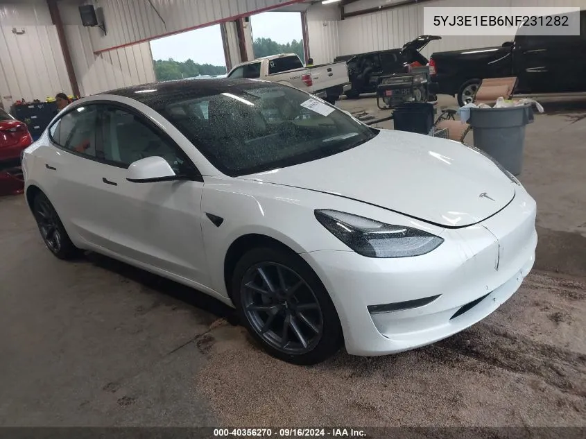 2022 Tesla Model 3 Long Range Dual Motor All-Wheel Drive VIN: 5YJ3E1EB6NF231282 Lot: 40356270