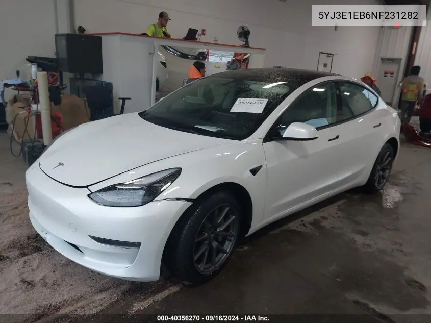 2022 Tesla Model 3 Long Range Dual Motor All-Wheel Drive VIN: 5YJ3E1EB6NF231282 Lot: 40356270