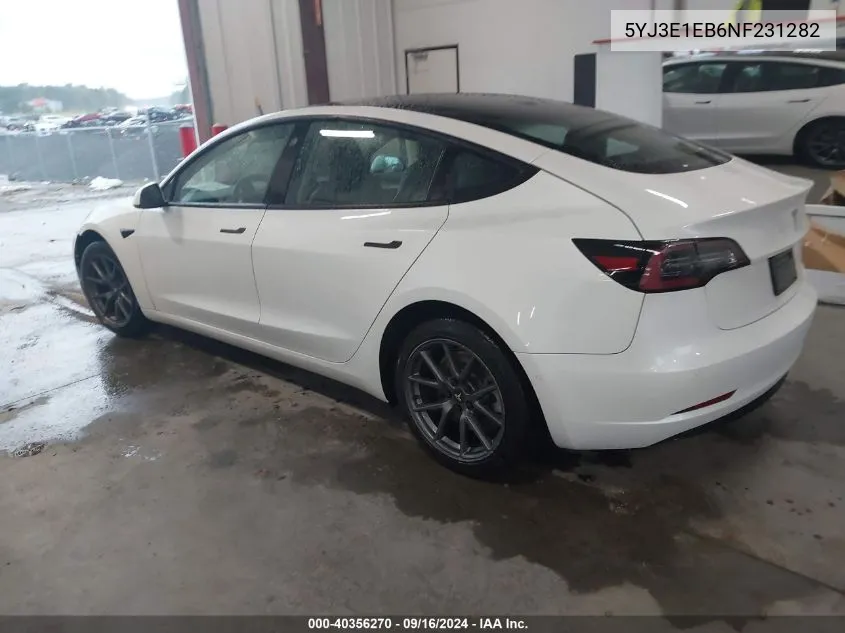 2022 Tesla Model 3 Long Range Dual Motor All-Wheel Drive VIN: 5YJ3E1EB6NF231282 Lot: 40356270