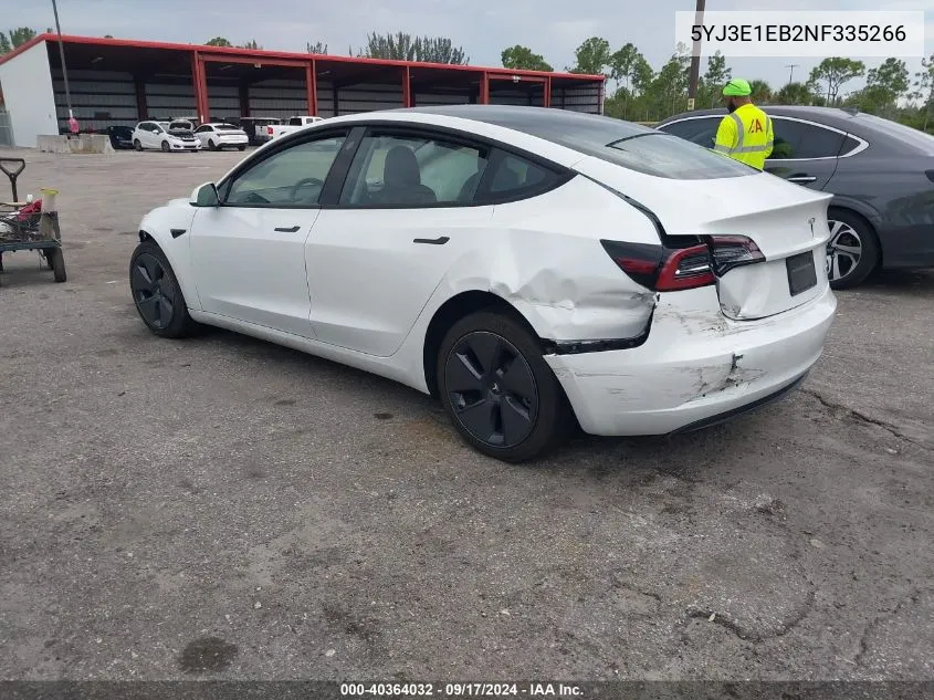 5YJ3E1EB2NF335266 2022 Tesla Model 3