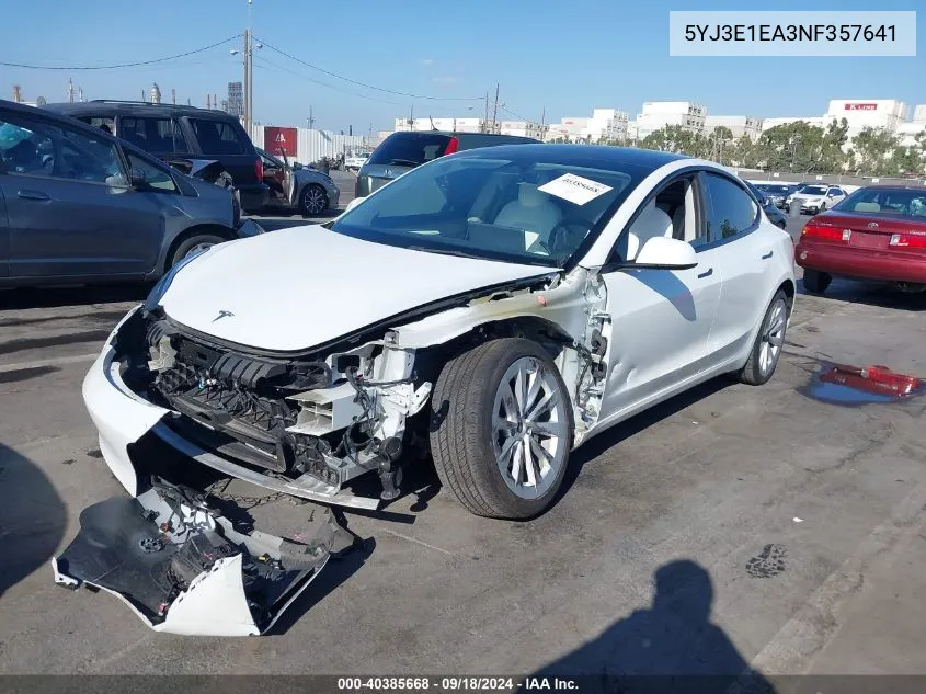 5YJ3E1EA3NF357641 2022 Tesla Model 3