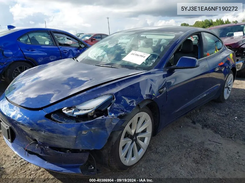 5YJ3E1EA6NF190272 2022 Tesla Model 3