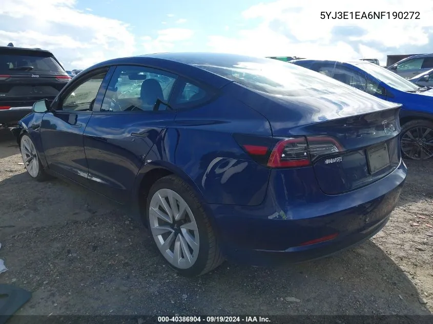 5YJ3E1EA6NF190272 2022 Tesla Model 3