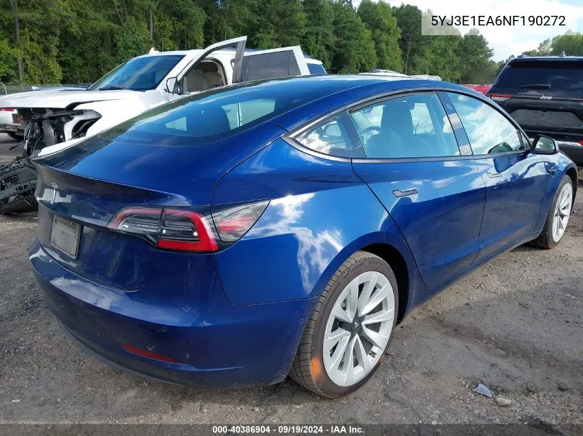 5YJ3E1EA6NF190272 2022 Tesla Model 3