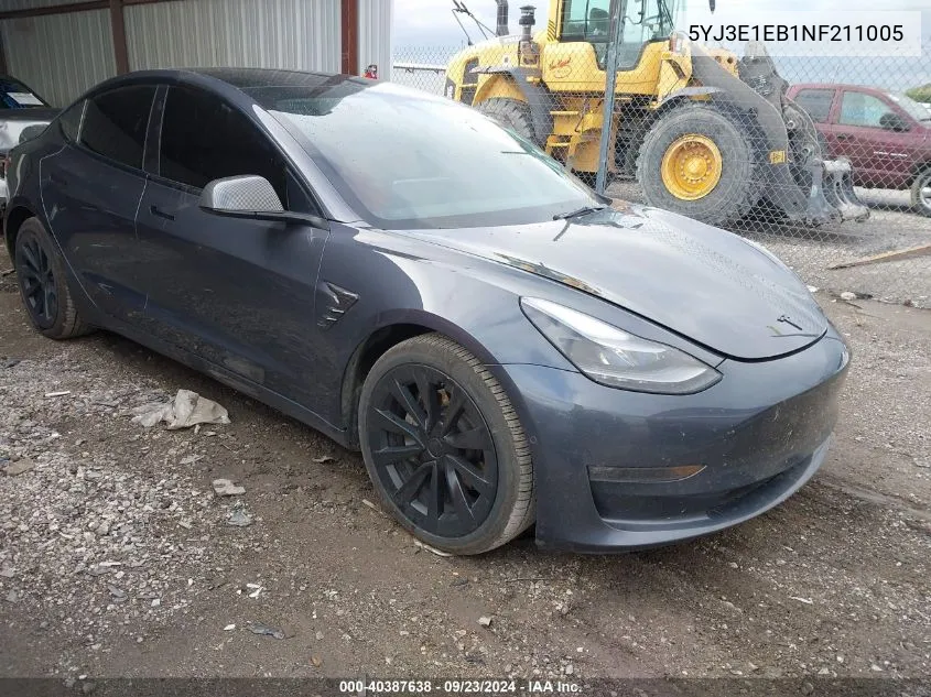 2022 Tesla Model 3 Long Range Dual Motor All-Wheel Drive VIN: 5YJ3E1EB1NF211005 Lot: 40387638