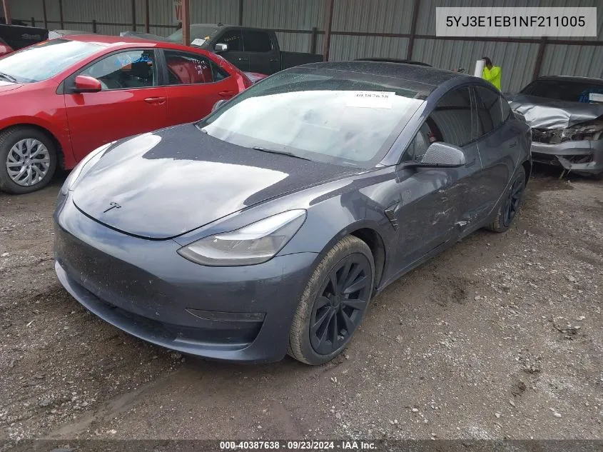 2022 Tesla Model 3 Long Range Dual Motor All-Wheel Drive VIN: 5YJ3E1EB1NF211005 Lot: 40387638